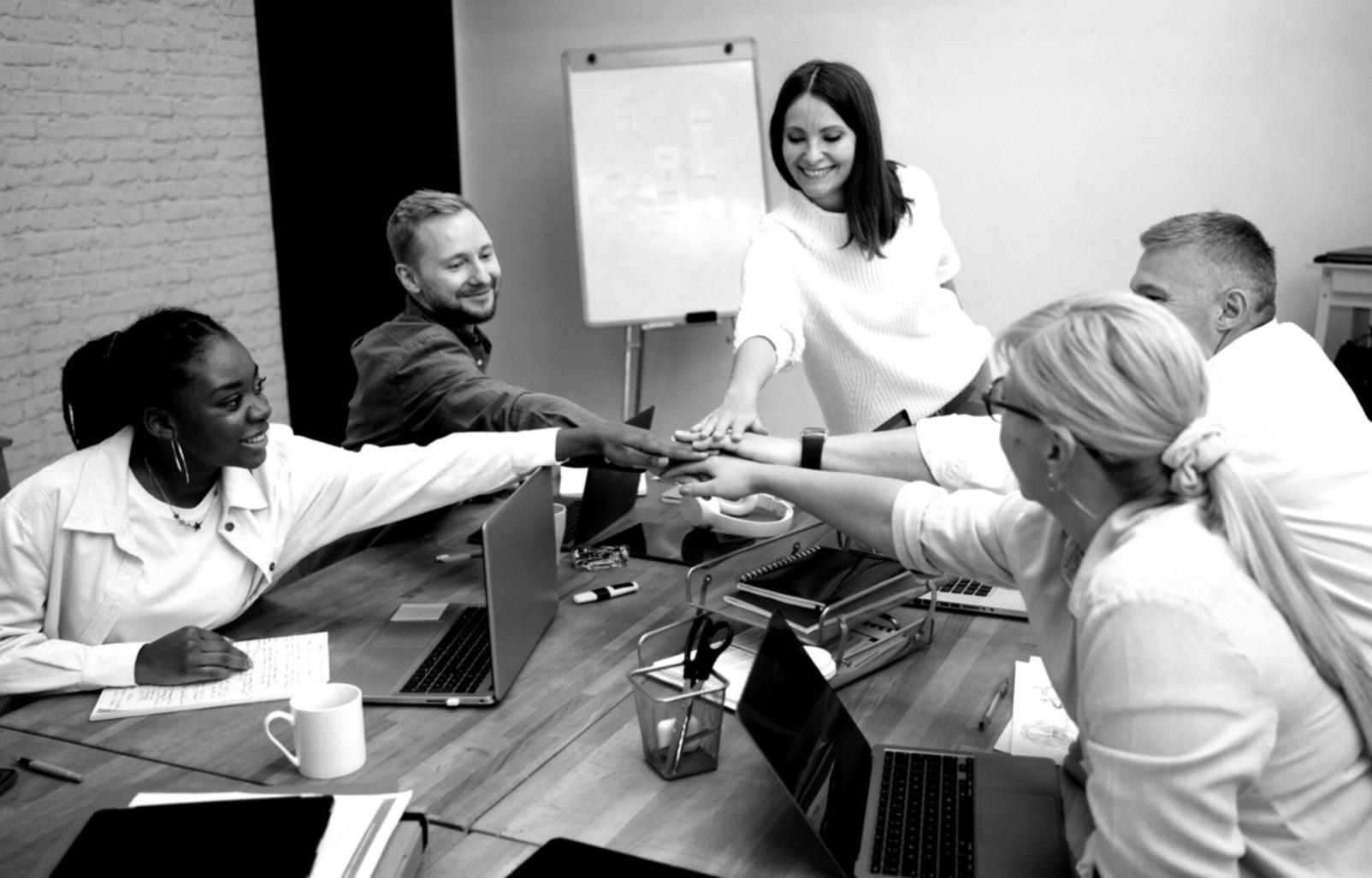 Teilnehmer beim gemeinsamen Auswerten von Finanzplänen